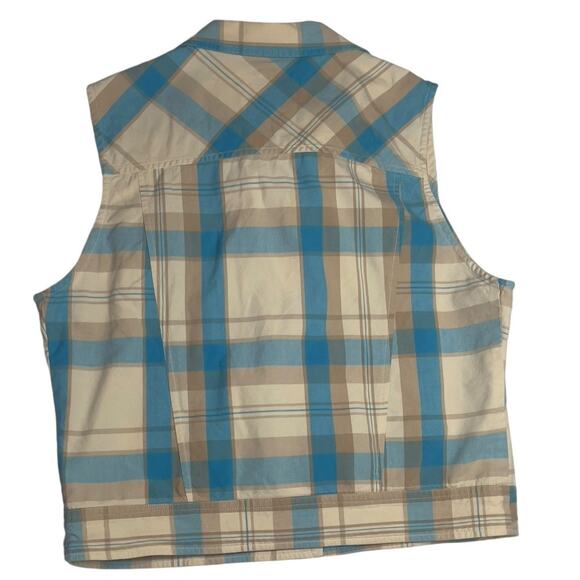 Vintage Coyote Moon Women's Plaid Vest Button Front Sleeveless Cotton Size L - Picture 3 of 7